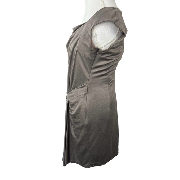 Karen Millen Taupe Gray Cap Sleeve Sheath Dress Size 10 EU 42 Tie Front - Picture 9 of 14